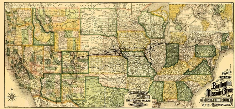 Picture of BURLINGTON AND MISSOURI RIVER RAILROAD 1882