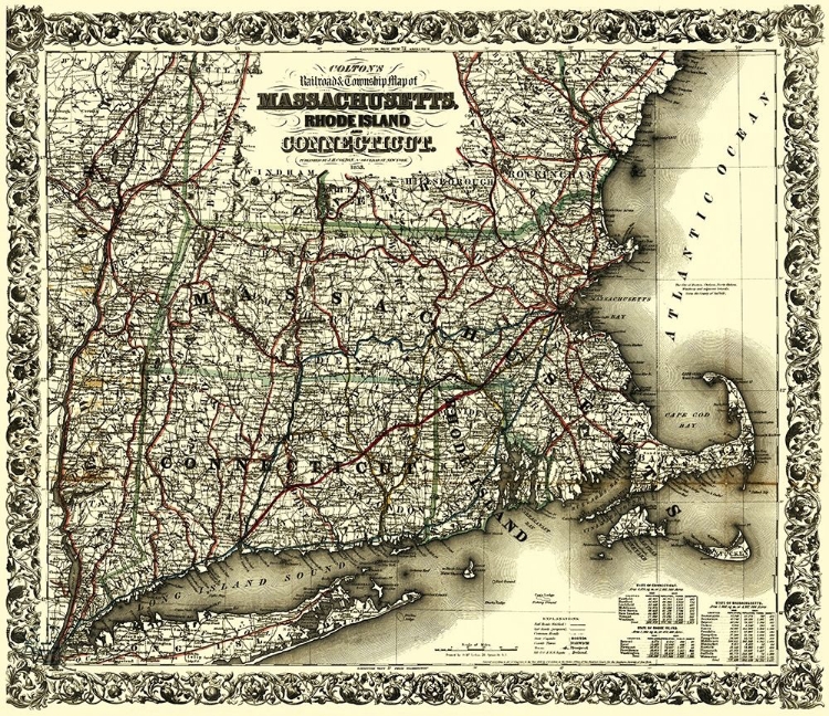 Picture of MASSACHUSETTS, RHODE ISLAND, CONNECTICUT 1853