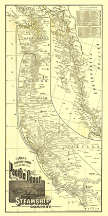 Picture of PACIFIC COAST STEAMSHIP COMPANY ROUTES - 1891