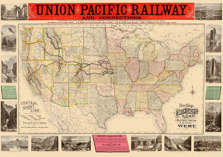 Picture of UNION PACIFIC RAILWAY - RAND MCNALLY 1883