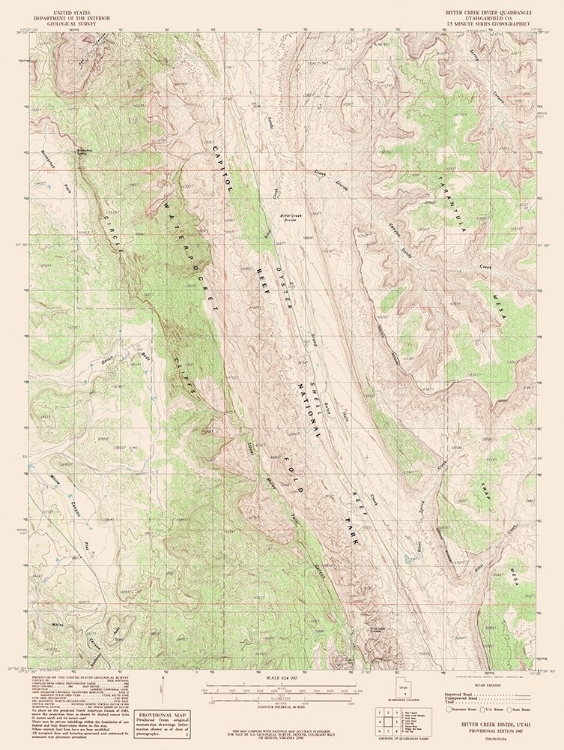 Picture of BITTER CREEK DIVIDE UTAH QUAD - USGS 1987
