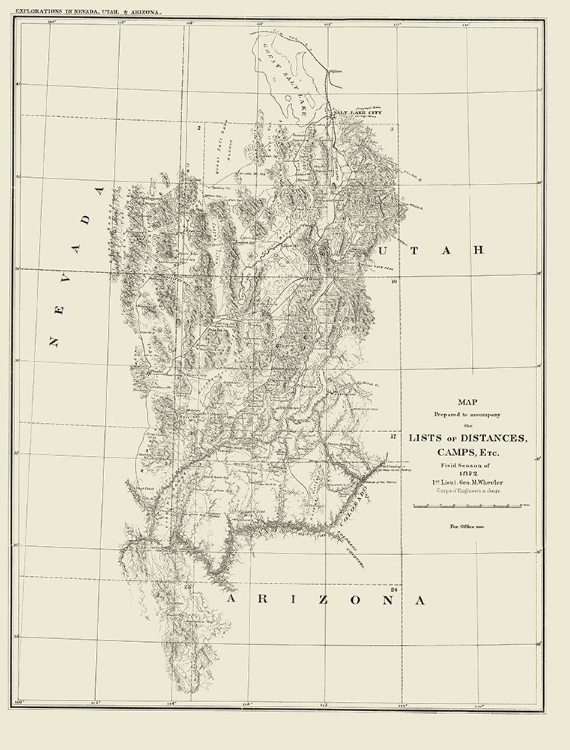 Picture of NEVADA UTAH ARIZONA GEOGRAPHICAL - WHEELER 1872