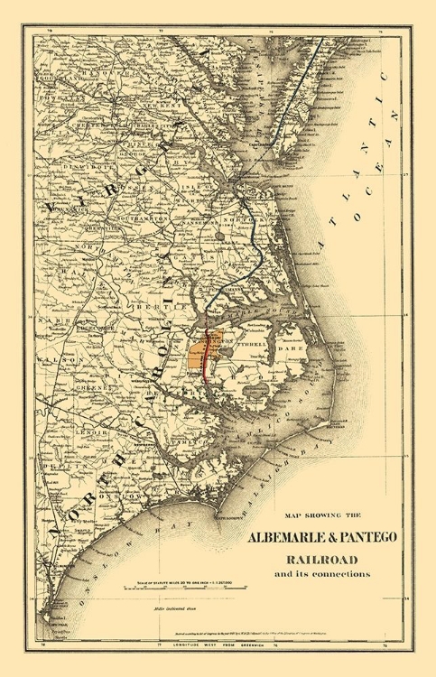Picture of ALBEMARLE AND PANTEGO RAILROAD CONNECTIONS 1887