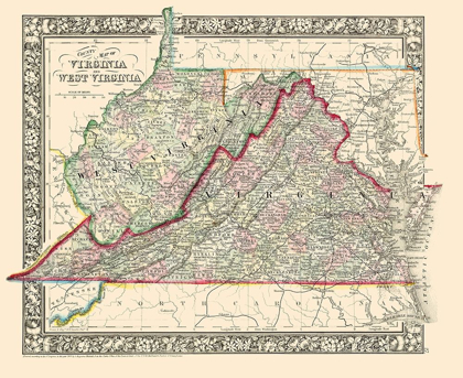 Picture of VIRGINIA, WEST VIRGINIA COUNTIES - MITCHELL 1863
