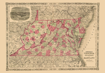 Picture of VIRGINIA, MARYLAND, DELAWARE - JOHNSON 1864