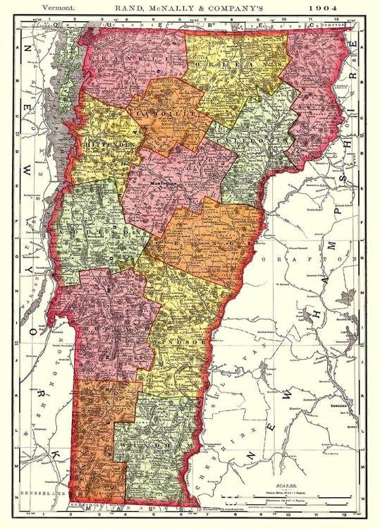 Picture of VERMONT - RAND MCNALLY 1904