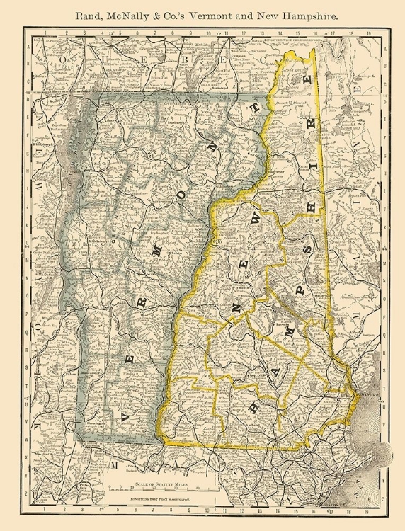 Picture of VERMONT, NEW HAMPSHIRE - RAND MCNALLY 1879