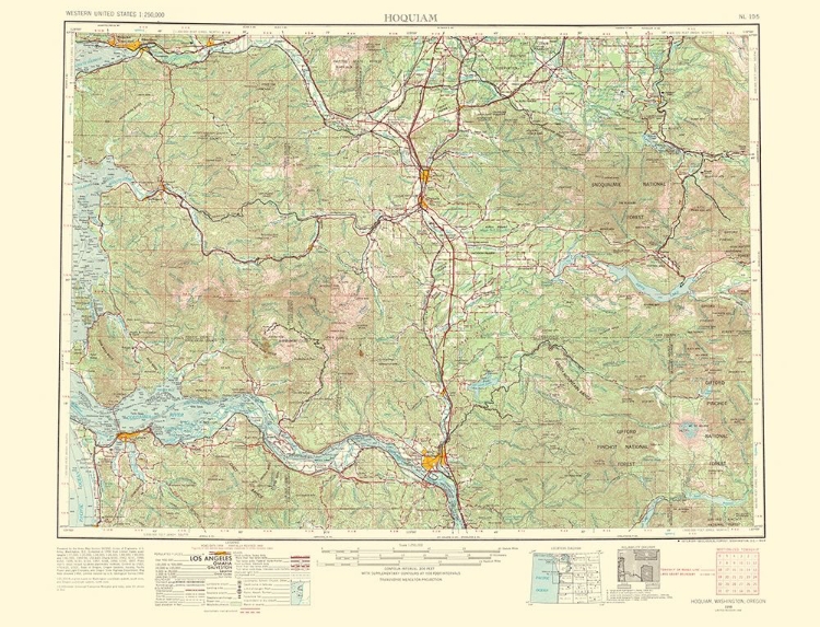 Picture of HOQUIAM WASHINGTON OREGON QUAD - USGS 1969