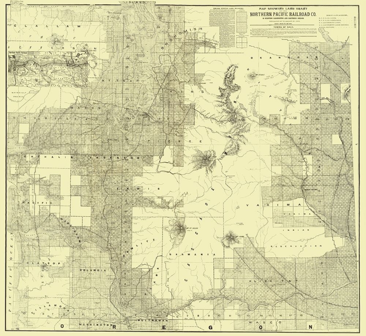 Picture of NORTHERN PACIFIC RAILROAD LAND GRANT 1888