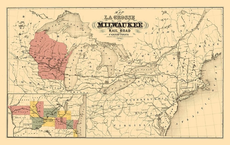 Picture of LA CROSSE AND MILWAUKEE RAILROAD - COLTON 1855