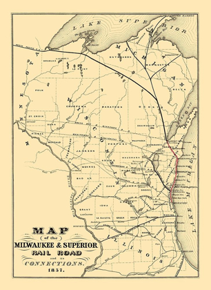 Picture of MILWAUKEE AND SUPERIOR RAILROAD 1857