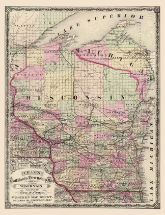 Picture of WISCONSIN RAILROADS AND TOWNSHIPS - CRAM 1875