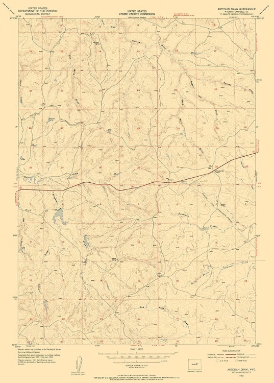 Picture of ARTESIAN DRAW WYOMING QUAD - USGS 1954