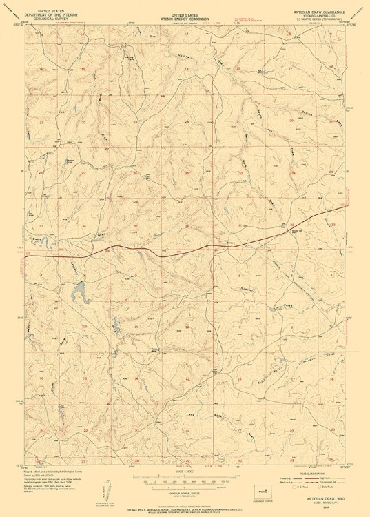 Picture of ARTESIAN DRAW WYOMING QUAD - USGS 1954