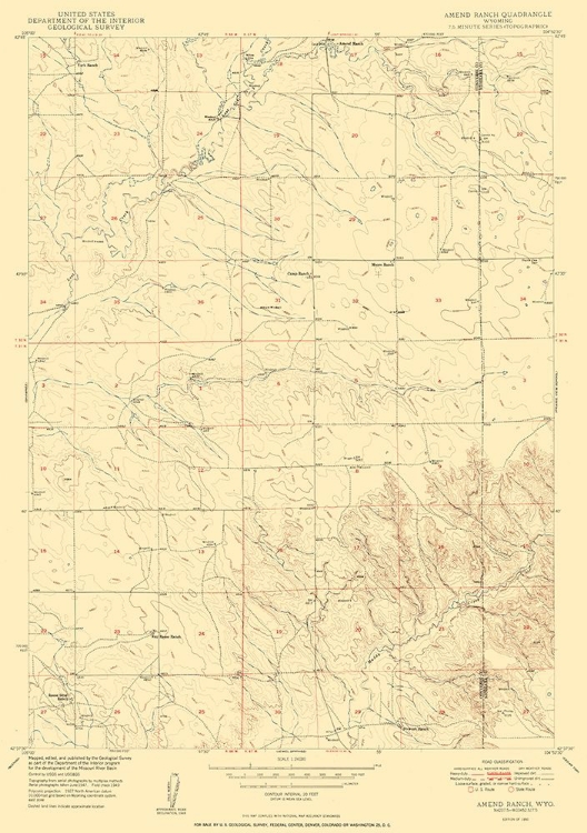 Picture of AMEND RANCH WYOMING QUAD - USGS 1950