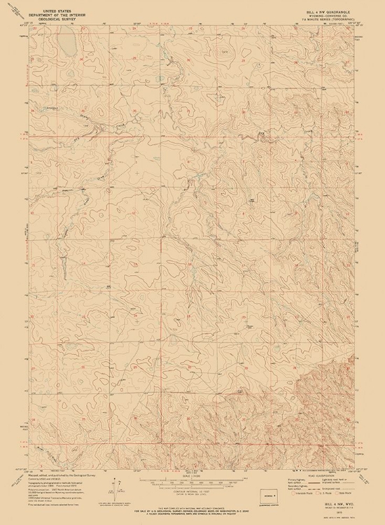 Picture of NORTH WEST BILL WYOMING QUAD - USGS 1970