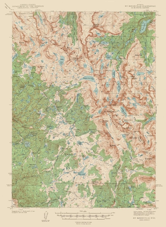 Picture of MT BONNEVILLE WYOMING QUAD - USGS 1938