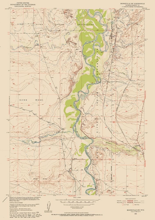 Picture of BONNEVILLE WYOMING QUAD - USGS 1950
