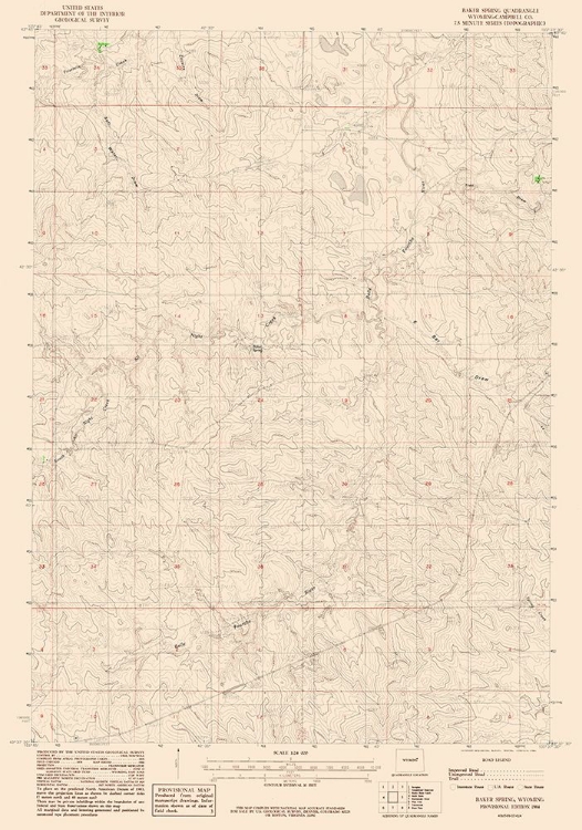 Picture of BAKER SPRING WYOMING QUAD - USGS 1984