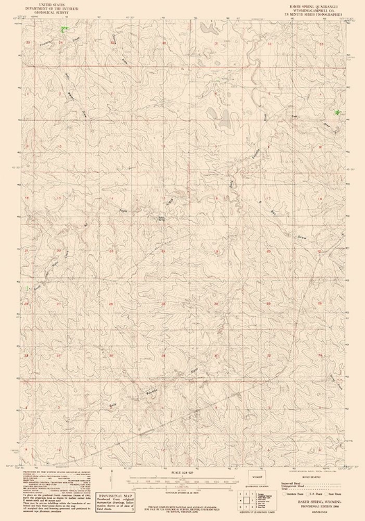 Picture of BAKER SPRING WYOMING QUAD - USGS 1984