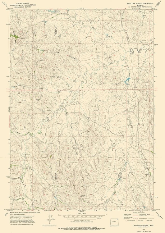 Picture of BRISLAWN SCHOOL WYOMING QUAD - USGS 1972