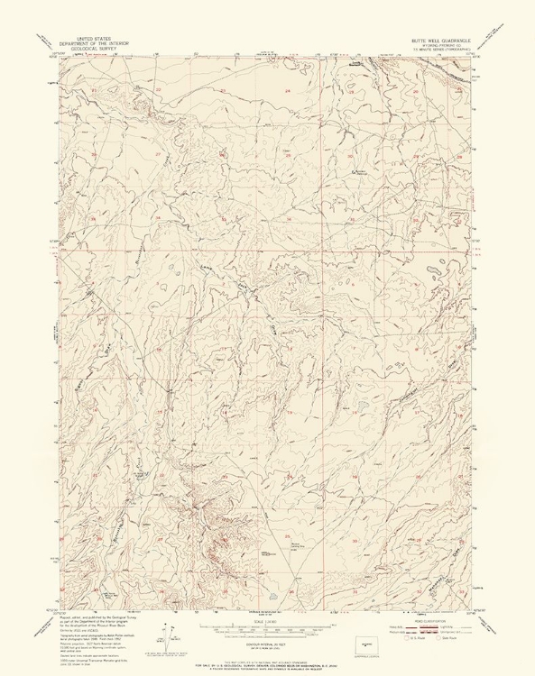 Picture of BUTTE WELL WYOMING QUAD - USGS 1952