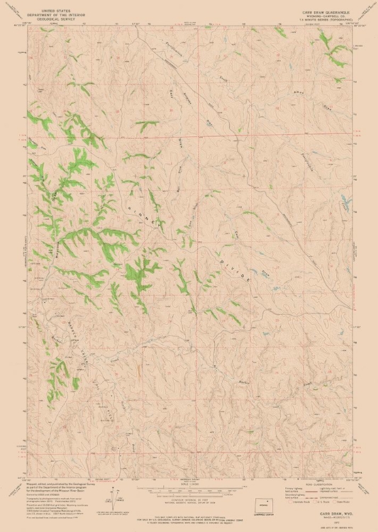 Picture of CARR DRAW WYOMING QUAD - USGS 1972
