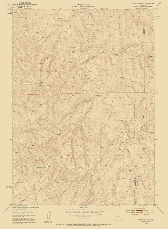 Picture of FORT RENO WYOMING QUAD - USGS 1953