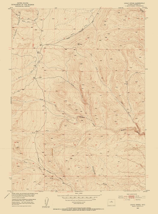 Picture of GRAVE SPRING WYOMING QUAD - USGS 1952