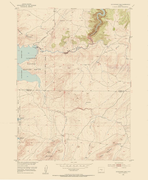 Picture of PATHFINDER DAM WYOMING QUAD - USGS 1951