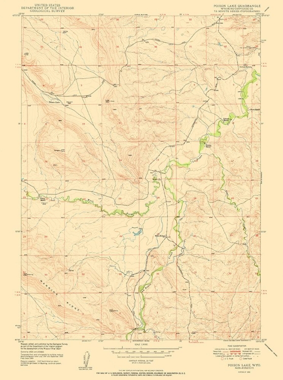 Picture of POISON LAKE WYOMING QUAD - USGS 1950