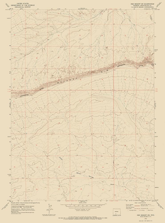 Picture of SOUTH WEST RED DESERT WYOMING QUAD - USGS 1970