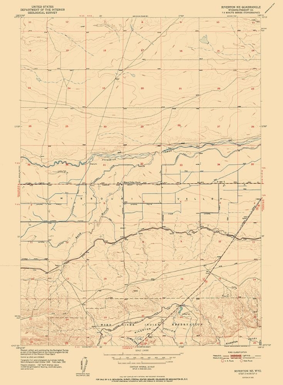 Picture of RIVERTON WYOMING QUAD - USGS 1952
