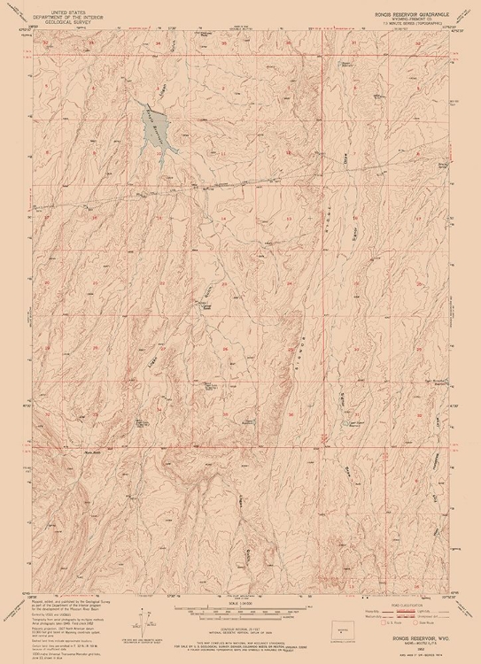 Picture of RONGIS RESERVOIR WYOMING QUAD - USGS 1952