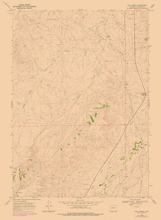 Picture of SALT CREEK WYOMING QUAD - USGS 1968