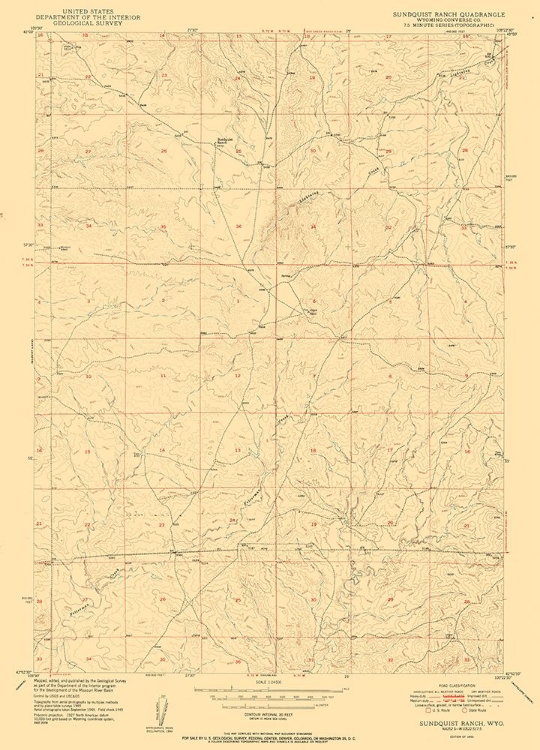 Picture of SUNDQUIST RANCH WYOMING QUAD - USGS 1950