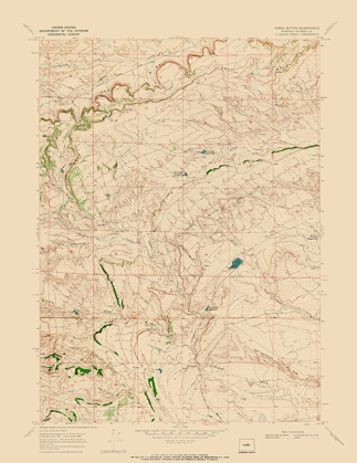 Picture of THREE BUTTES WYOMING QUAD - USGS 1968