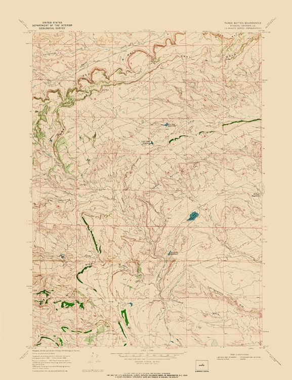 Picture of THREE BUTTES WYOMING QUAD - USGS 1968