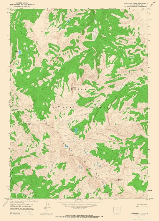 Picture of TURQUOISE LAKE WYOMING QUAD - USGS 1965