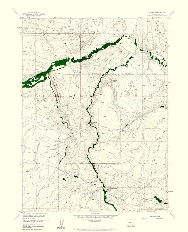 Picture of T L RANCH WYOMING QUAD - USGS 1958