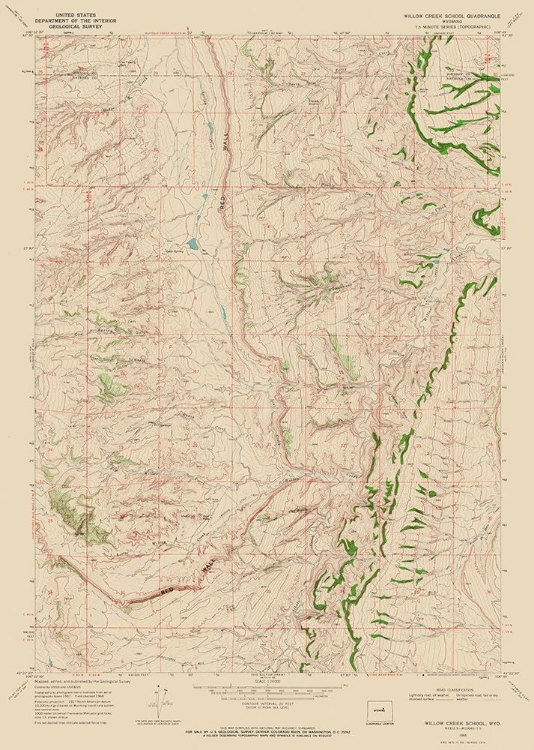 Picture of WILLOW CREEK SCHOOL WYOMING QUAD - USGS 1968