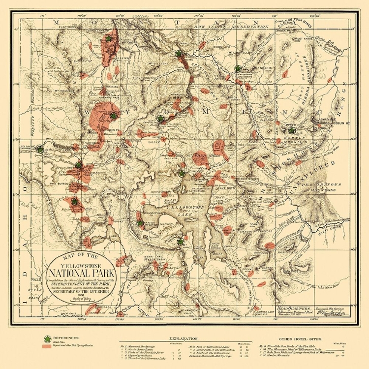 Picture of YELLOWSTONE NATIONAL PARK - US INTERIOR 1881