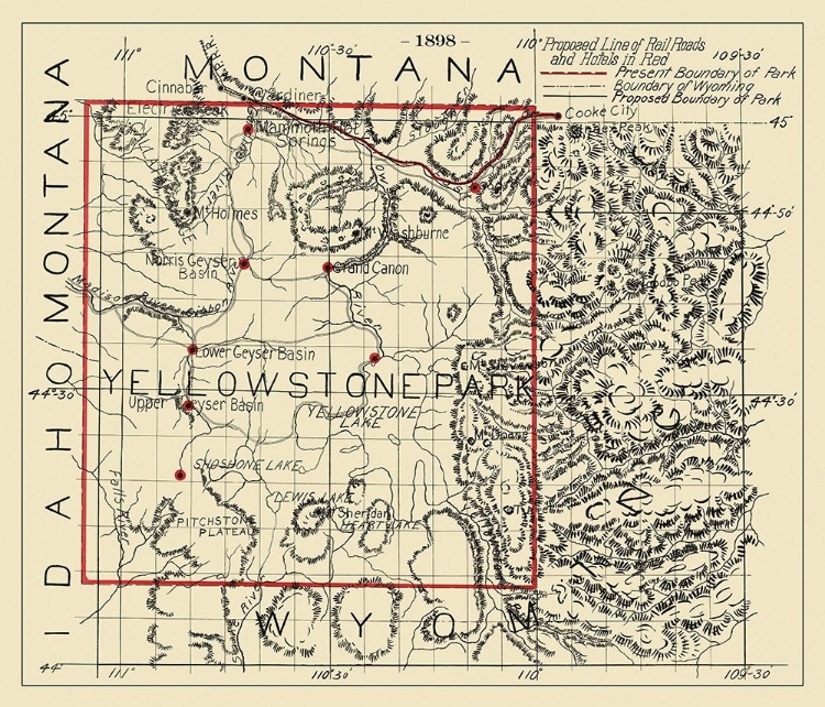 Picture of YELLOWSTONE PROPOSED HOTEL, RAILROADS - 1898