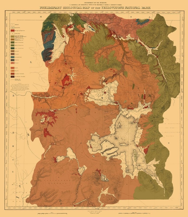 Picture of YELLOWSTONE NATIONAL PARK WYOMING - USGS 1878