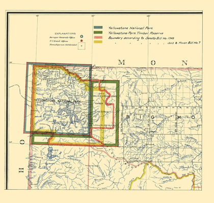 Picture of YELLOWSTONE NATIONAL PARK BOUNDARIES - 1895