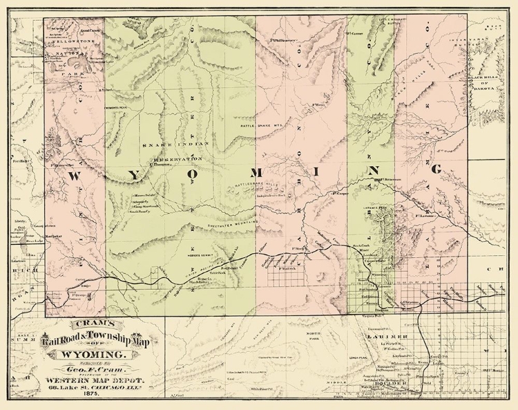 Picture of WYOMING RAILROADS AND TOWNSHIPS - CRAM 1875