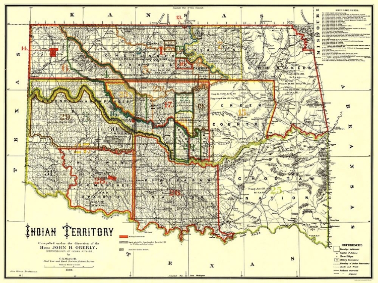 Picture of INDIAN TERRITORY, TEXAS, OKLAHOMA - OBERLY 1889