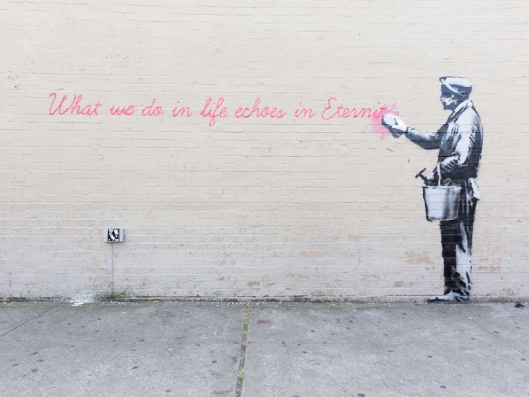 Picture of 68TH STR-38TH AVENUE QUEENS NYC-GRAFFITI ATTRIBUTED TO BANKSY
