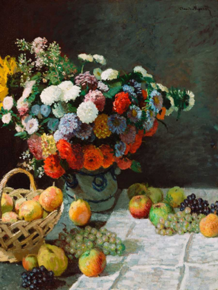 Picture of STILL LIFE WITH FLOWERS AND FRUIT