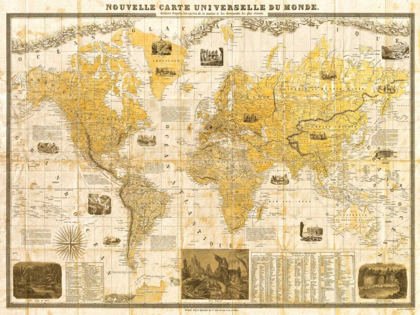 Picture of GILDED 1859 MAP OF THE WORLD